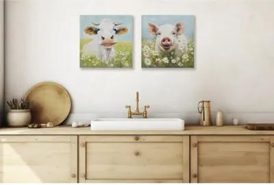 Sunshine Animals Cow Canvas Wall Art