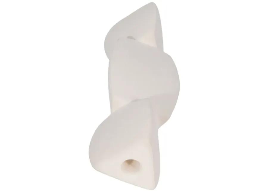 12" Stacked Objects Taper Holder Sand Glaze, White