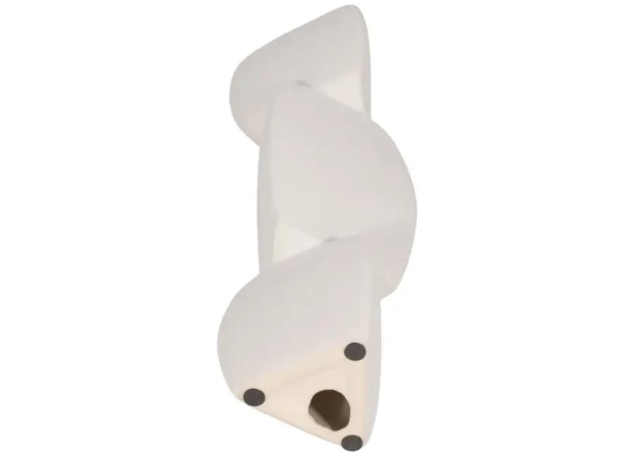 12" Stacked Objects Taper Holder Sand Glaze, White