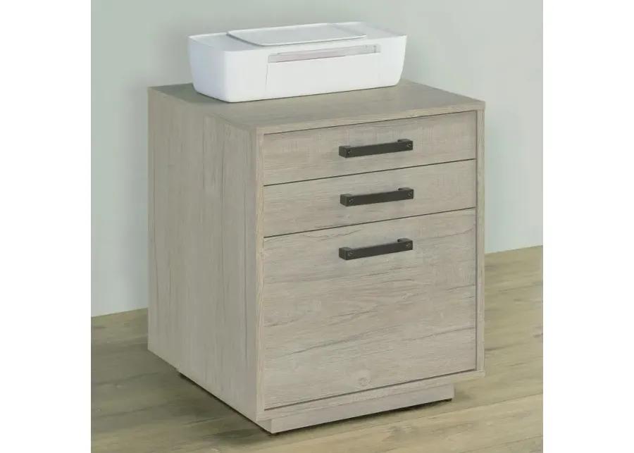 Loomis 3-drawer Square File Cabinet Whitewashed Grey