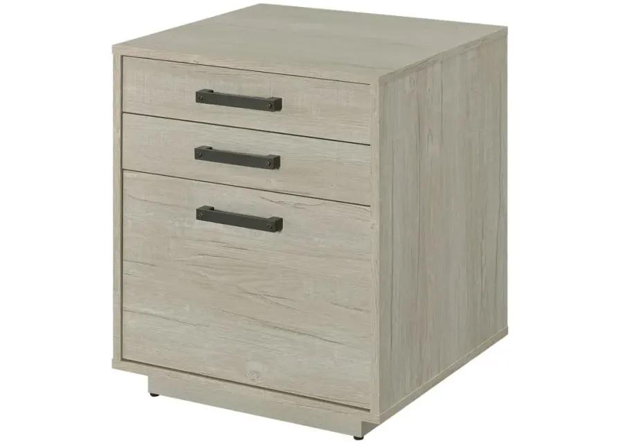 Loomis 3-drawer Square File Cabinet Whitewashed Grey