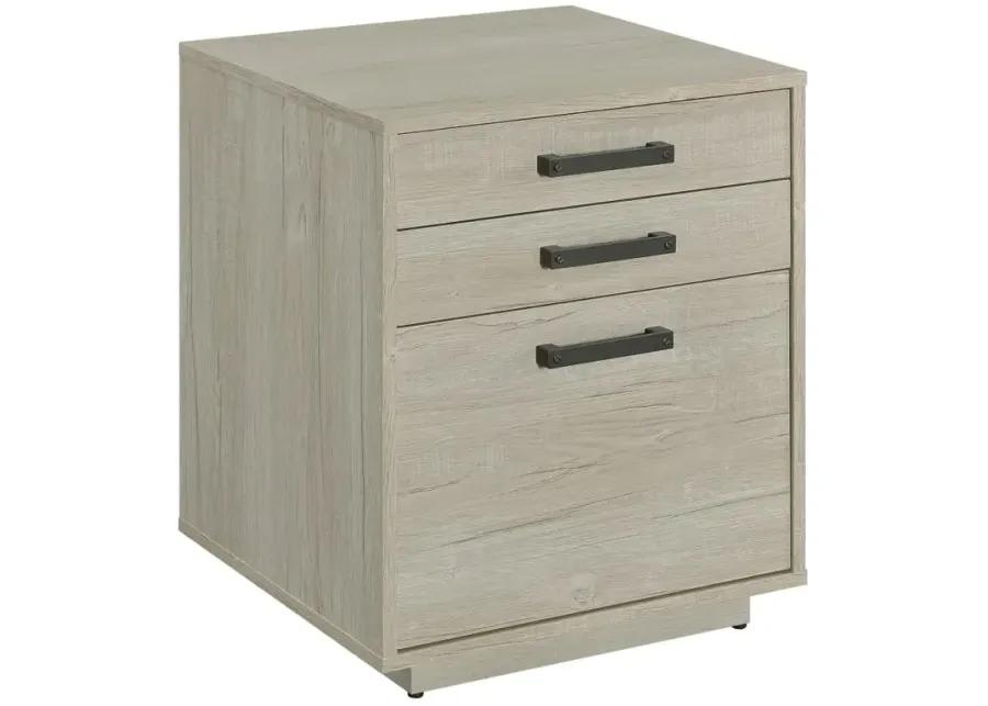 Loomis 3-drawer Square File Cabinet Whitewashed Grey