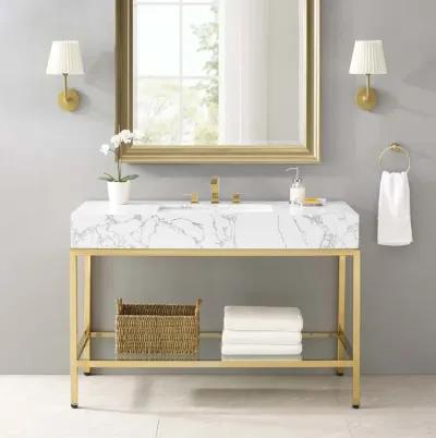 Kingsley 50" Gold Stainless Steel Bathroom Vanity