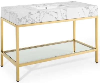 Kingsley 50" Gold Stainless Steel Bathroom Vanity