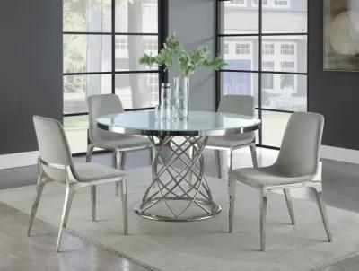 Irene Upholstered Side Chairs Light Grey and Chrome (Set of 4)