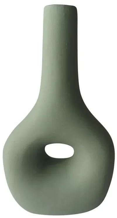 Cer, 9" Open Cut-out Nomad Vase, Dark Sage