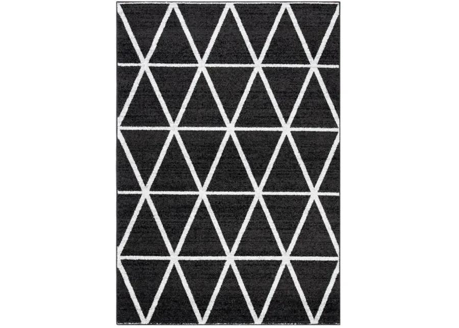 ADIRONDACK Contemporary Black / Ivory 3' X 5' Powerloomed Rug