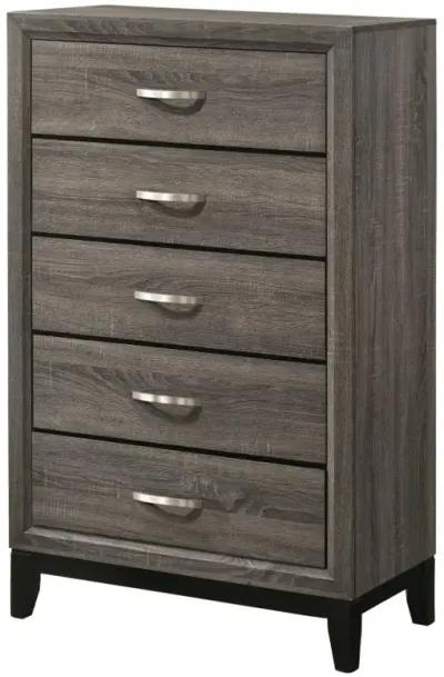 Watson 5-drawer Chest Grey Oak and Black