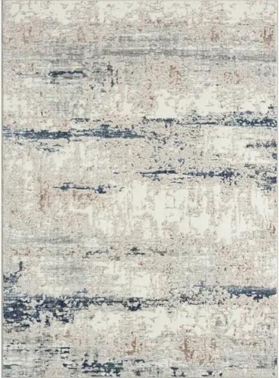 Avery Beige/ Blue Modern Abstract Indoor Area Rug 5' x 7'