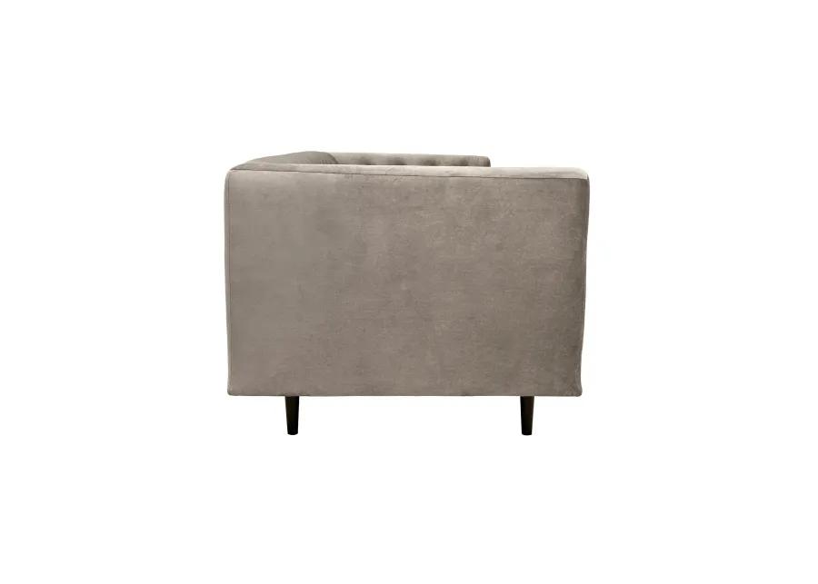 Annabelle 80" Fossil Gray Velvet Sofa with Black Wood Legs