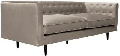 Annabelle 80" Fossil Gray Velvet Sofa with Black Wood Legs