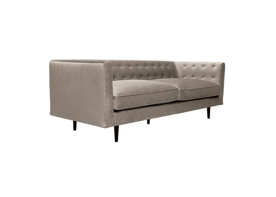 Annabelle 80" Fossil Gray Velvet Sofa with Black Wood Legs