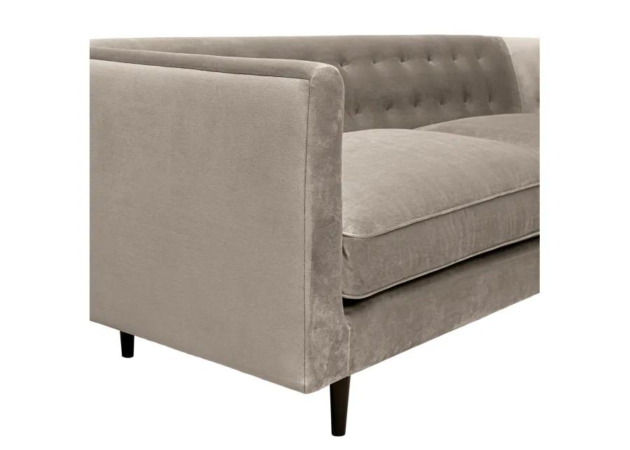 Annabelle 80" Fossil Gray Velvet Sofa with Black Wood Legs