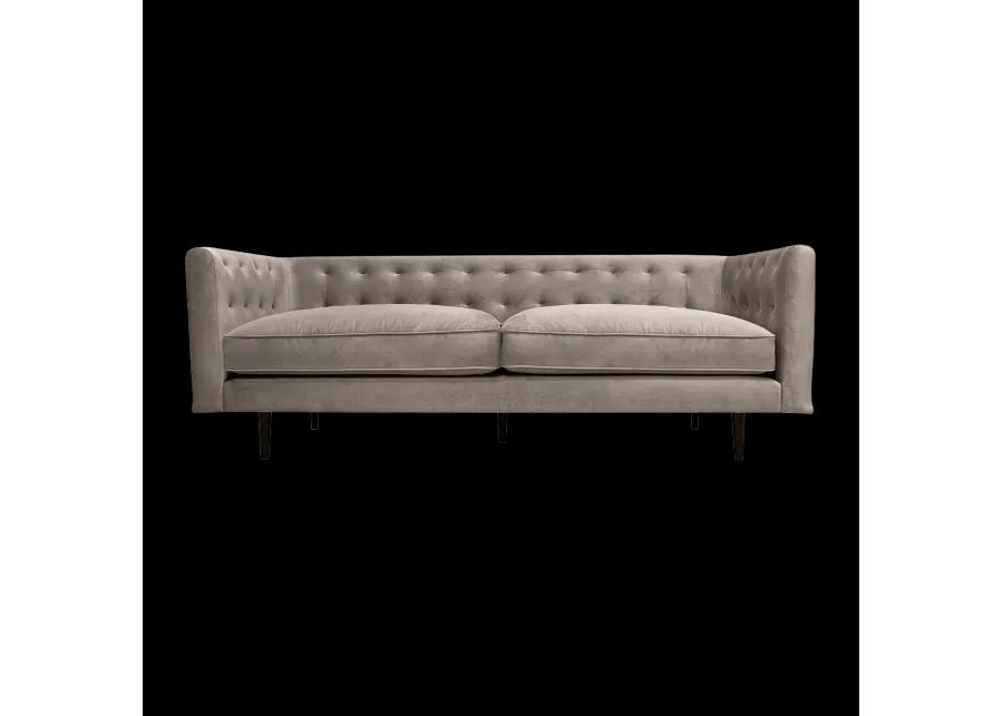 Annabelle 80" Fossil Gray Velvet Sofa with Black Wood Legs