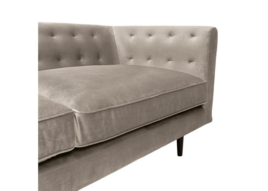 Annabelle 80" Fossil Gray Velvet Sofa with Black Wood Legs