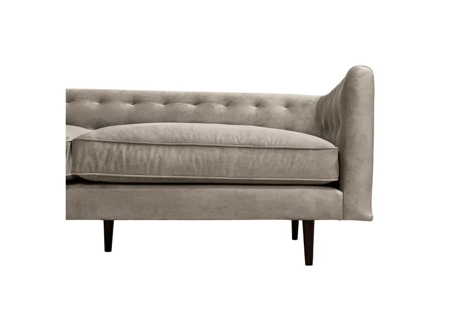 Annabelle 80" Fossil Gray Velvet Sofa with Black Wood Legs