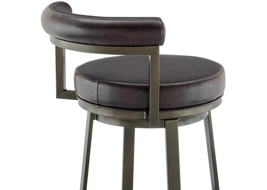 Neura Swivel Counter or Bar Stool in Mocha Finish with Brown Faux Leather