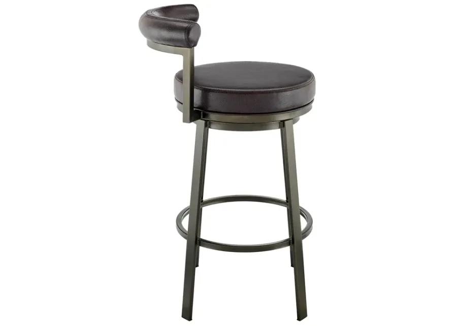 Neura Swivel Counter or Bar Stool in Mocha Finish with Brown Faux Leather