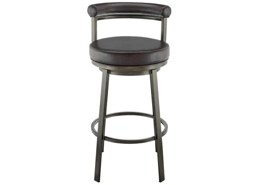 Neura Swivel Counter or Bar Stool in Mocha Finish with Brown Faux Leather