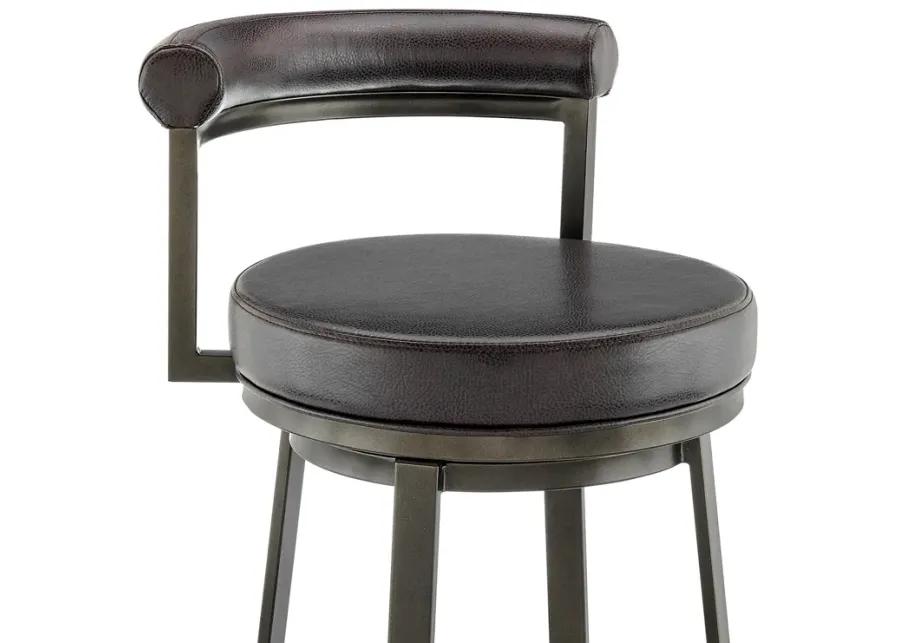 Neura Swivel Counter or Bar Stool in Mocha Finish with Brown Faux Leather