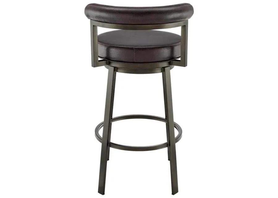 Neura Swivel Counter or Bar Stool in Mocha Finish with Brown Faux Leather