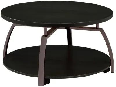 Dacre Round Coffee Table Dark Grey and Black Nickel