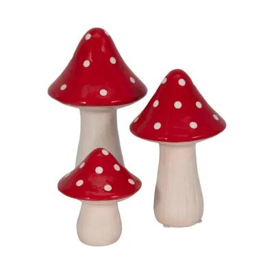 8" White Dot Fairy Mushroom, Red/white