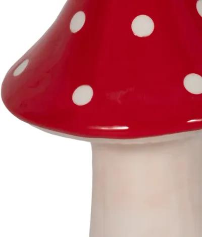 8" White Dot Fairy Mushroom, Red/white