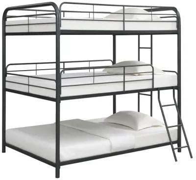 Garner Triple Full Bunk Bed with Ladder Gunmetal