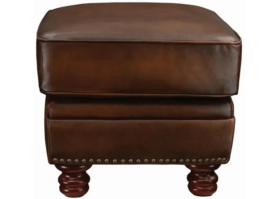 Montbrook Nailheads Ottoman Hand Rubbed Brown