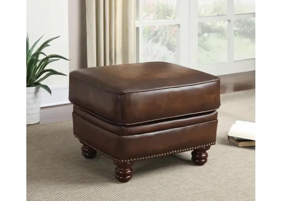 Montbrook Nailheads Ottoman Hand Rubbed Brown