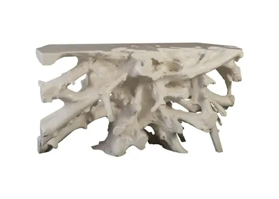 cast root console table, gel coat white