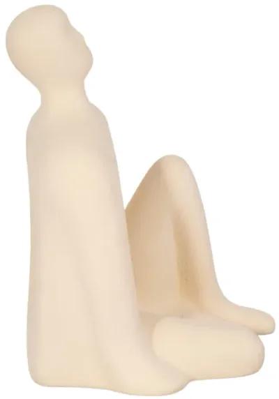 10" Sitting Figure W/open Cut Out Sand Glaze,ivory