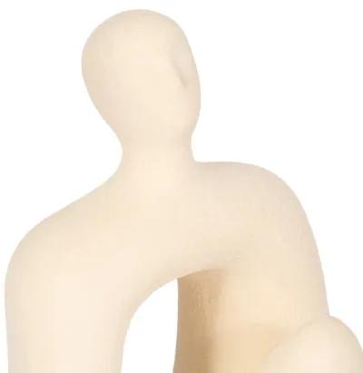 10" Sitting Figure W/open Cut Out Sand Glaze,ivory