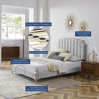 Colette Full Performance Velvet Platform Bed