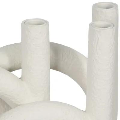 15" Looped 4-taper Candleholder, White