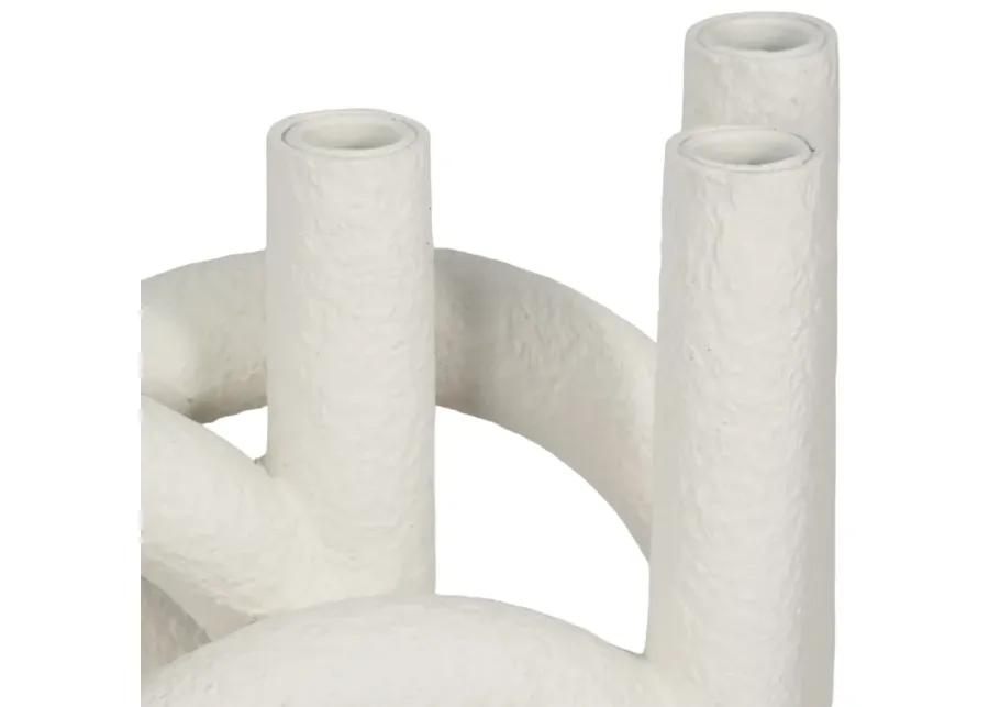 15" Looped 4-taper Candleholder, White