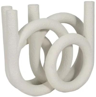 15" Looped 4-taper Candleholder, White