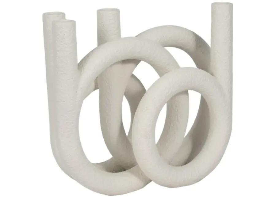 15" Looped 4-taper Candleholder, White