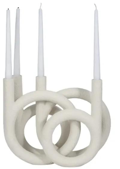 15" Looped 4-taper Candleholder, White