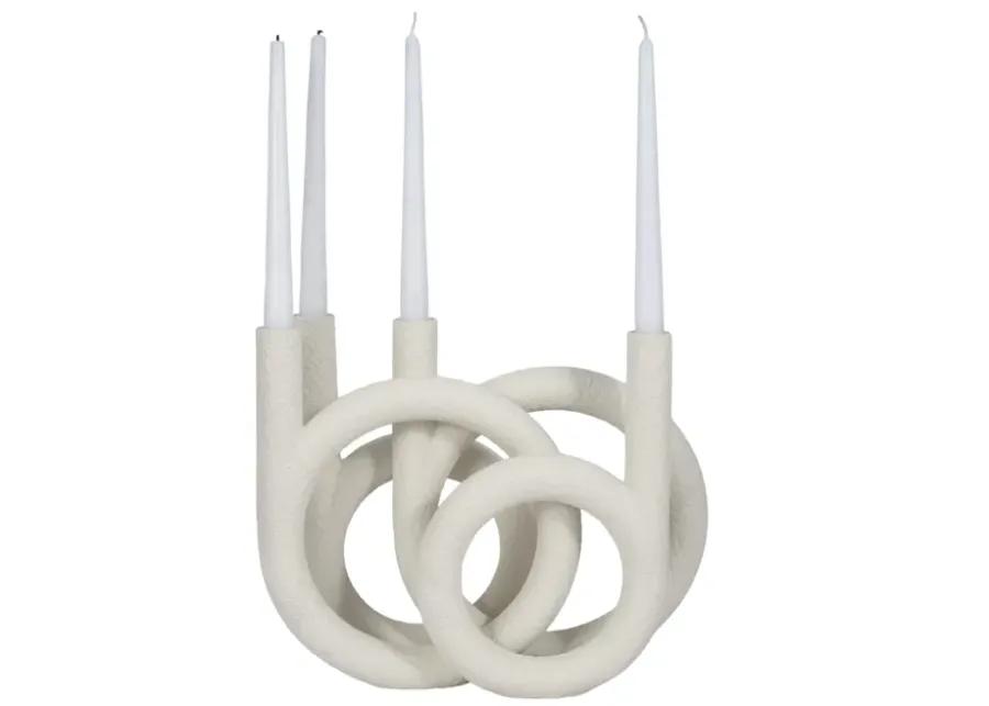 15" Looped 4-taper Candleholder, White