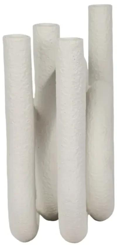 15" Looped 4-taper Candleholder, White