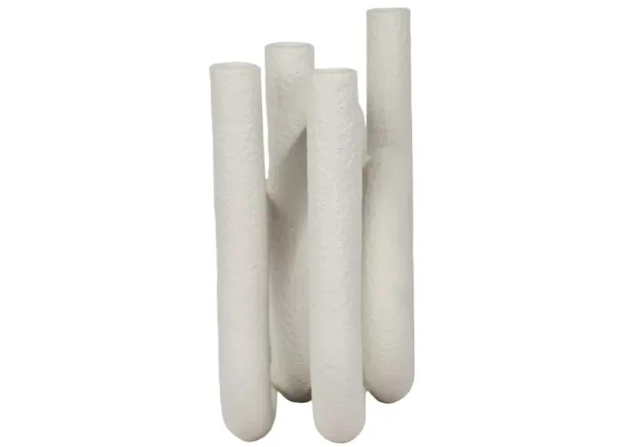 15" Looped 4-taper Candleholder, White