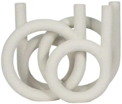 15" Looped 4-taper Candleholder, White