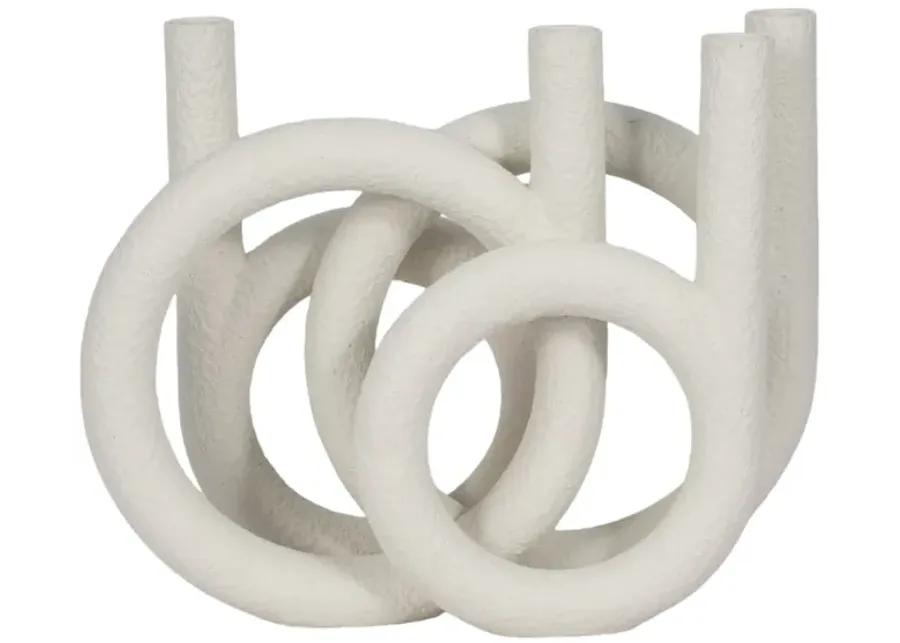 15" Looped 4-taper Candleholder, White