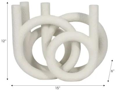 15" Looped 4-taper Candleholder, White