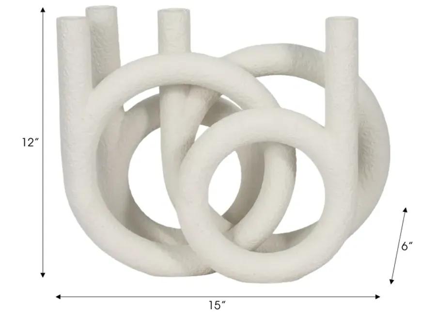 15" Looped 4-taper Candleholder, White