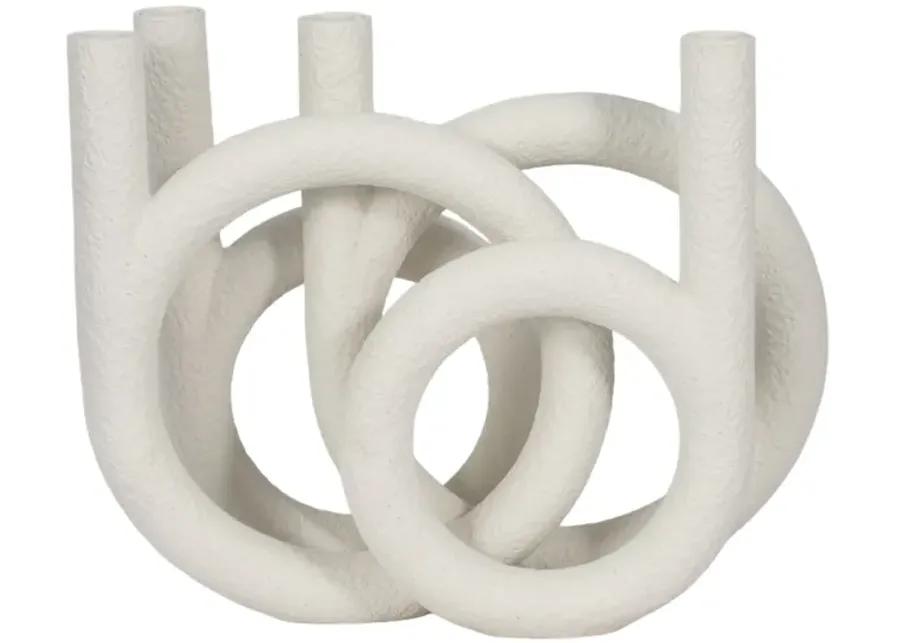 15" Looped 4-taper Candleholder, White