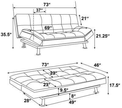 Dilleston Tufted Back Upholstered Sofa Bed Black