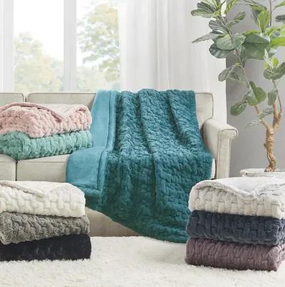 Madison Park Ruched Fur Lavender Throw